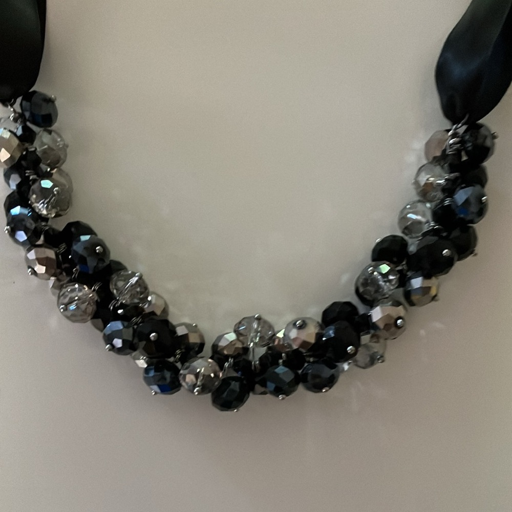 Black and clear crystal necklace